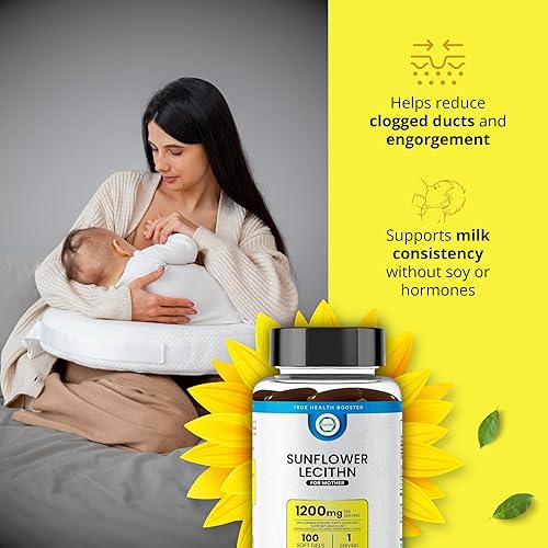 Miniatura 3 de Cápsulas blandas de lecitina de girasol – Desbloquea obstrucciones, mejora el flujo de leche para madres que amamantan – Ricas en ácidos grasos y