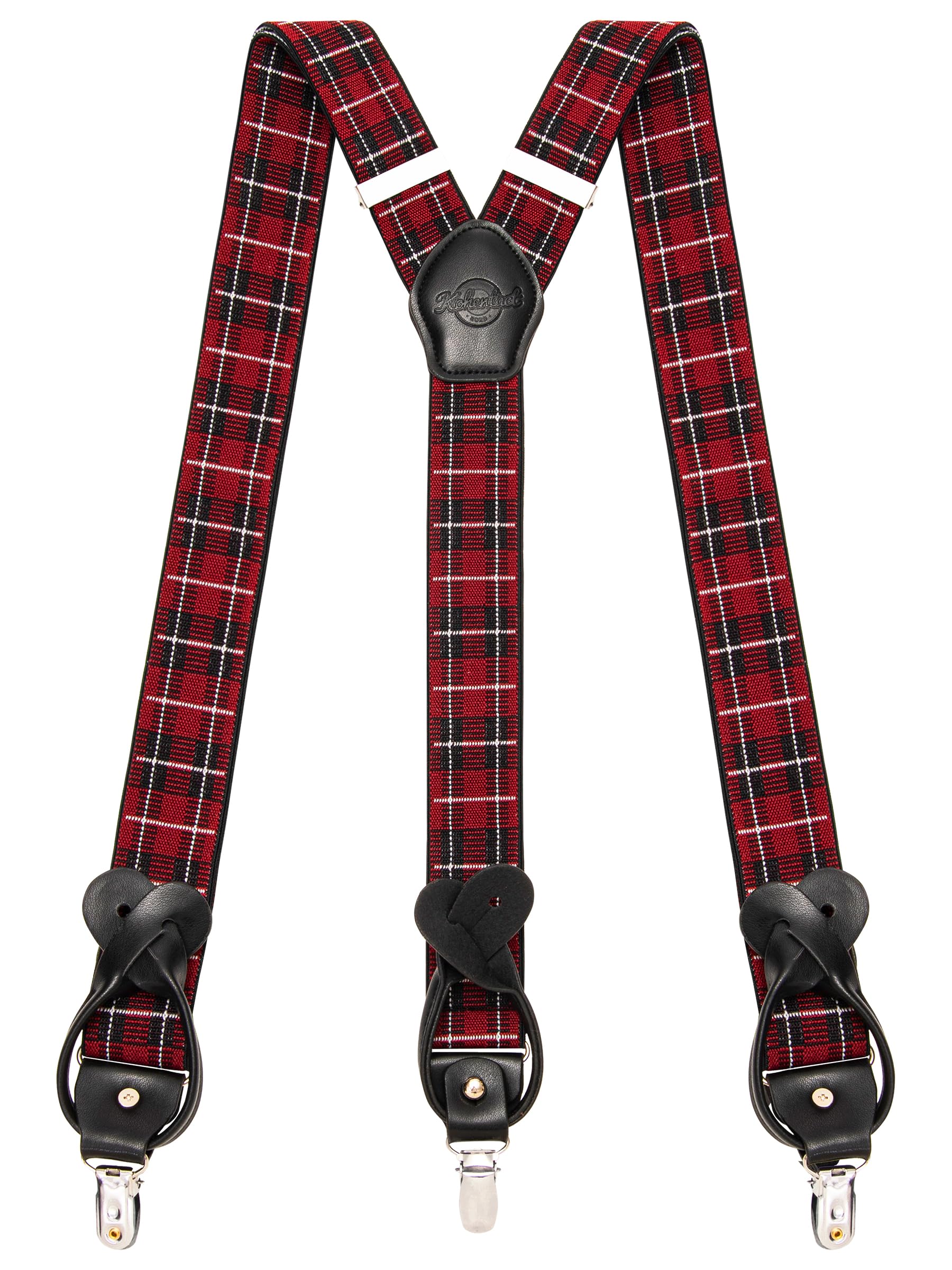 Suspenders for Men with Clip &amp; 6 Buttons 1.4in Y-Shape Stainless Steel