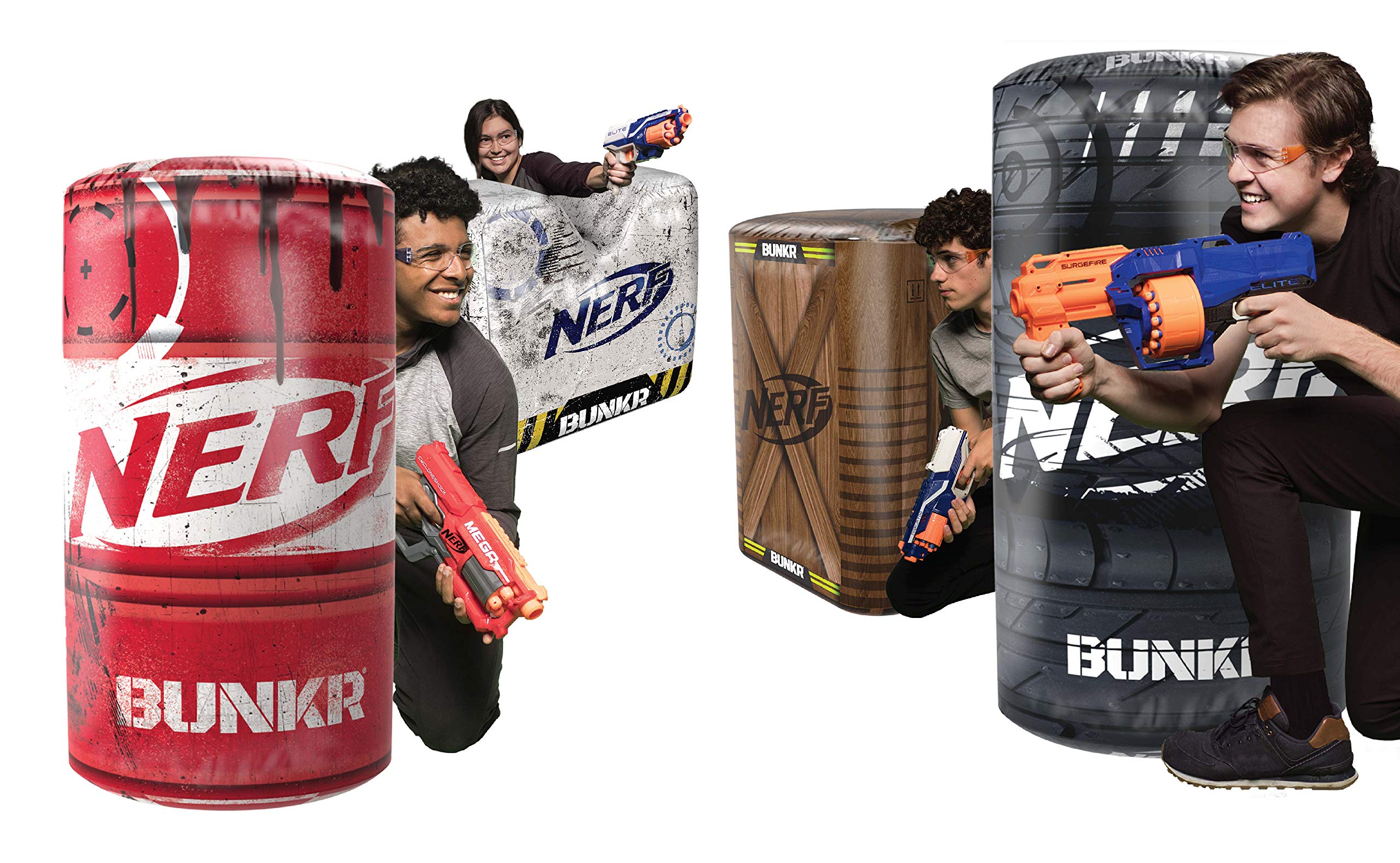 NERF Bunkr BattleZone Competition Pack of 4 Inflatable Crate and Barrel
