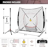 Vista 2 de Storgem 6'X6' Baseball Softball Practice Net, Portable Baseball Net for Batting, Hitting, Pitching and Fielding, Carry Bag, Strike Zone and Batting