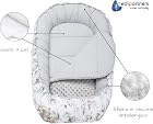 Foto di Medi Partners Riduttore Lettino Neonato - 100x60x15 Nido Antisoffoco Neonati Bozzolo Culla per Bebè Cuscino 100% Cotone Minky (Cervo in foglie con Minky grigio)
