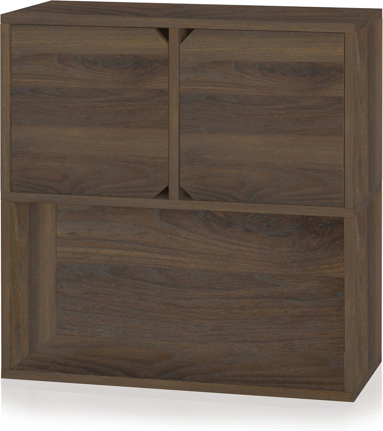 Way Basics Modular 3-Shelf Bookcase with Doors Shelf (Royal Walnut)