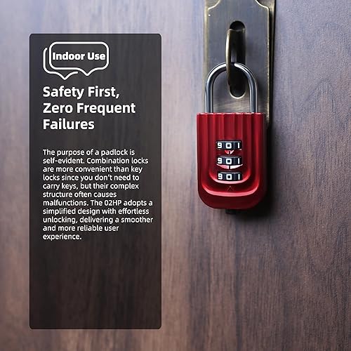 Miniatura 6 de Cerradura de casillero de gimnasio con código, cerradura de combinación pequeña para casillero, candado de combinación de 3 dígitos, candado
