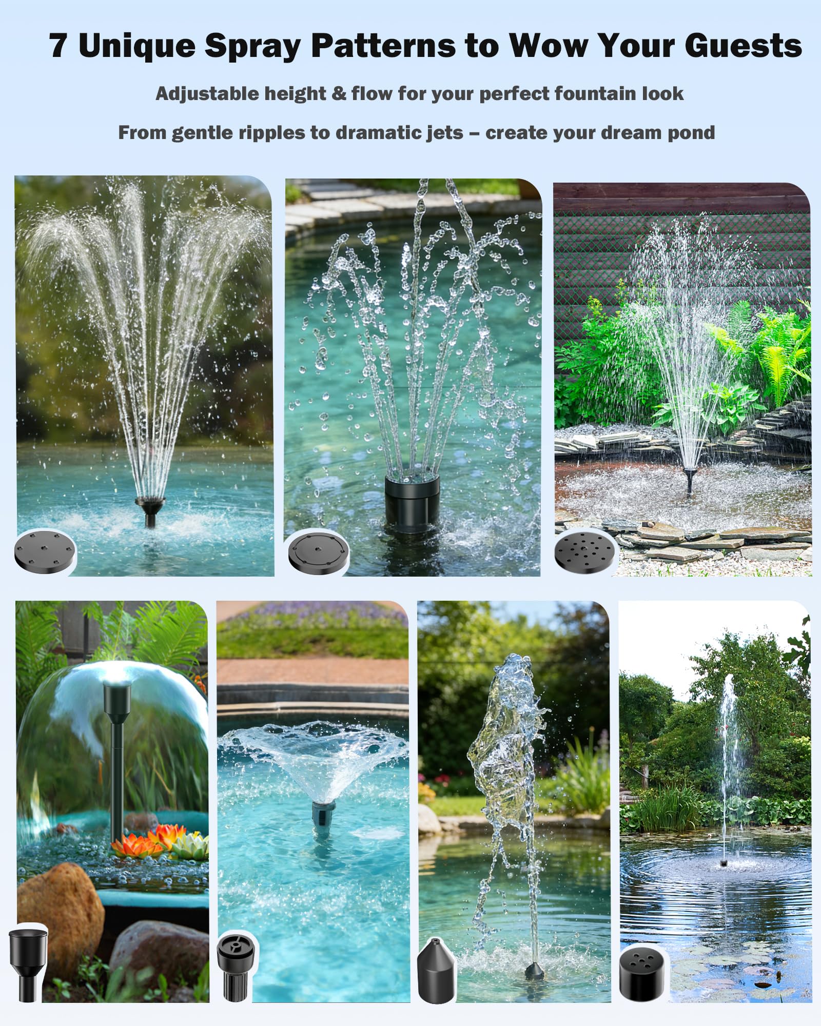 Antfraer 25 W Solar-Teichpumpe, Solar-Springbrunnenpumpe mit 1,8 m Schlauch und 4,6 m Kabel für Gartenteiche, Aquarien, Wasserfälle und DIY-Brunnen-Wasserspiele