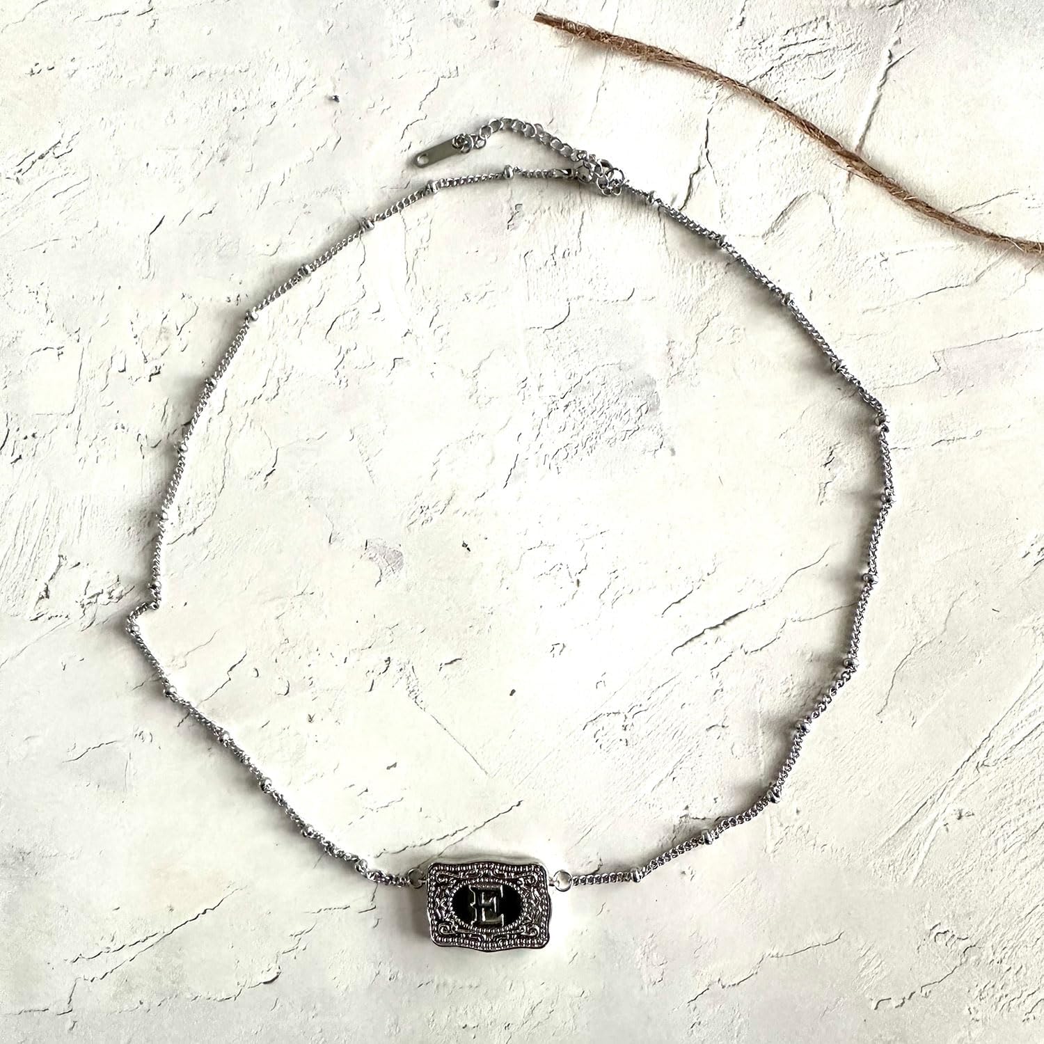 Initial Letter Necklace for Women Embossed Belt Buckle Necklace Sliver Personalized Pendant Necklace Western Jewelry Gift for Women - Image 8