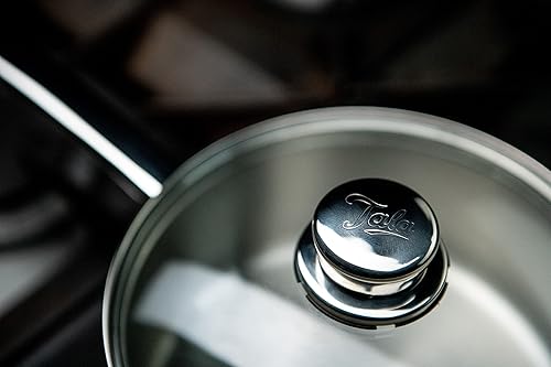 Miniatura 4 de Tala Performance - Juego de utensilios de cocina de acero inoxidable de 3 piezas, cacerolas con tapas de vidrio, 16, 18 y 7.9 in. Fabricado en