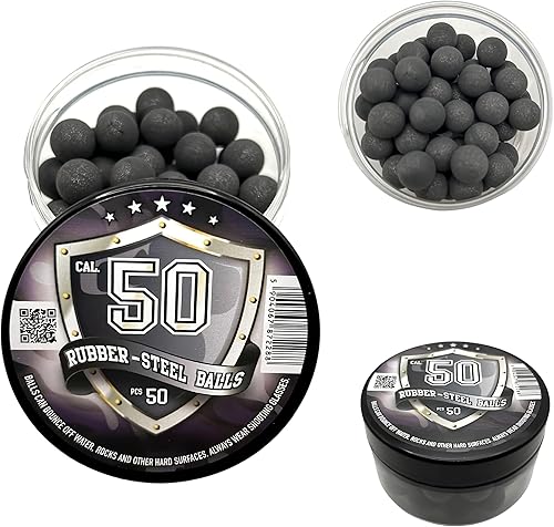 Miniatura 6 de 50 bolas de acero de goma dura de alta calidad, 0.10 oz, proyectiles reutilizables pesados, bolas de paintballs para entrenamiento en el hogar y