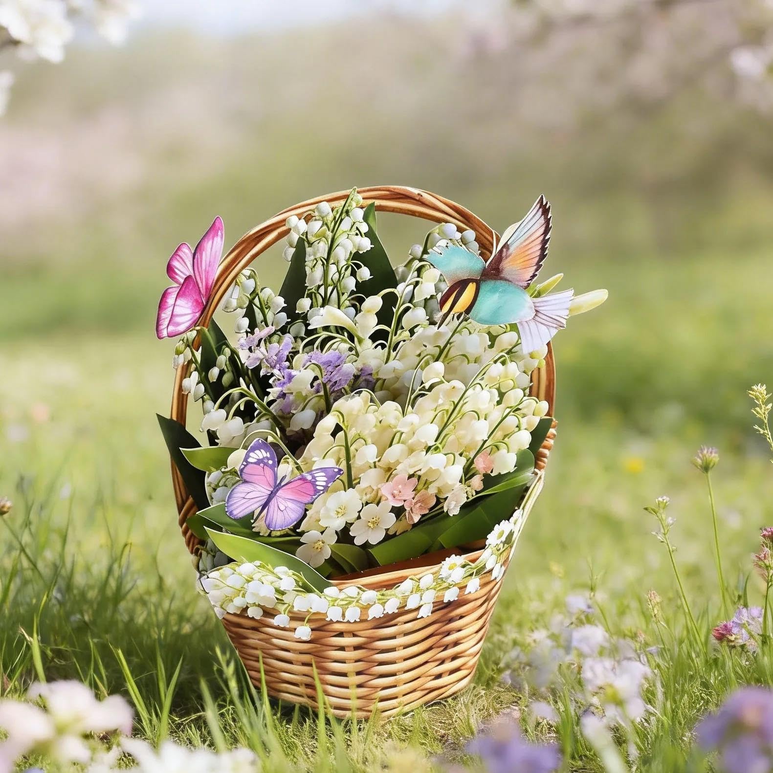 Tarjeta de felicitación 3D con Tema Ramo Mariposas y Lirios los Valles