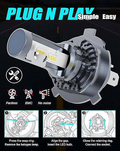 Miniatura 4 de H19 H4 9003 HB2 HS1 Bombillas LED antiniebla 12V 24V 20000Lm Brillante 40W 6500K sin ventilador EMC Plug and Play para coches, motocicletas,
