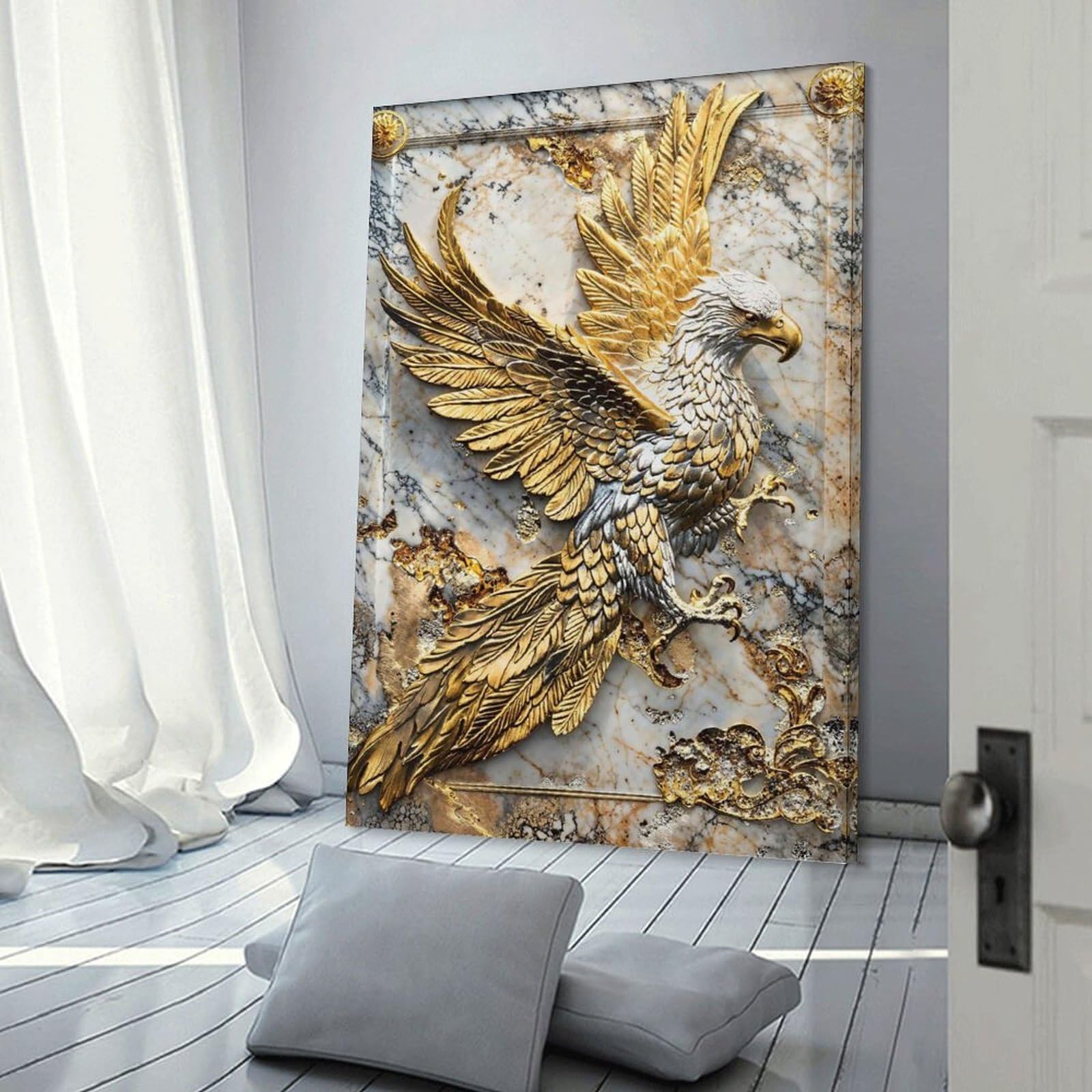 Junmoney Majestic Eagle Elegance Canvas Wall Picture 20x30inch(50x75cm), for Entryway, Lounge Links Or Small Walls, Decorative Canvas Styling for Entry Areas