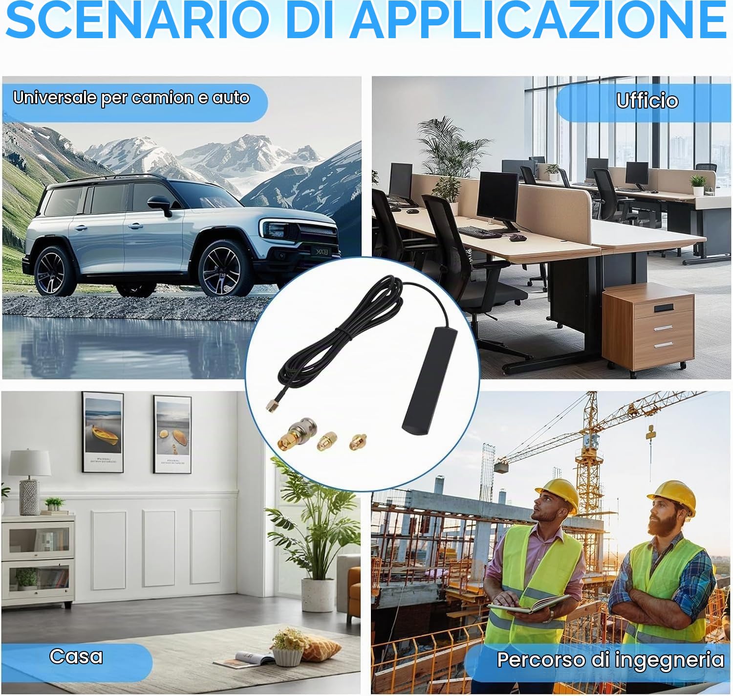 Jecdfs 4G LTE antenna GSM 3dBi con connettore SMA, supporto in vetro, inclusi 3 adattatori (SMA Jecdfs 4G LTE antenna GSM 3dBi con connettore SMA, supporto in vetro, inclusi 3 adattatori (SMA