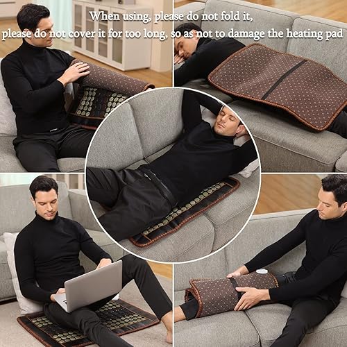 Miniatura 5 de Almohadilla térmica de infrarrojos lejanos, jade natural y 2 almohadillas térmicas de turmalina diferentes, almohadillas térmicas eléctricas para