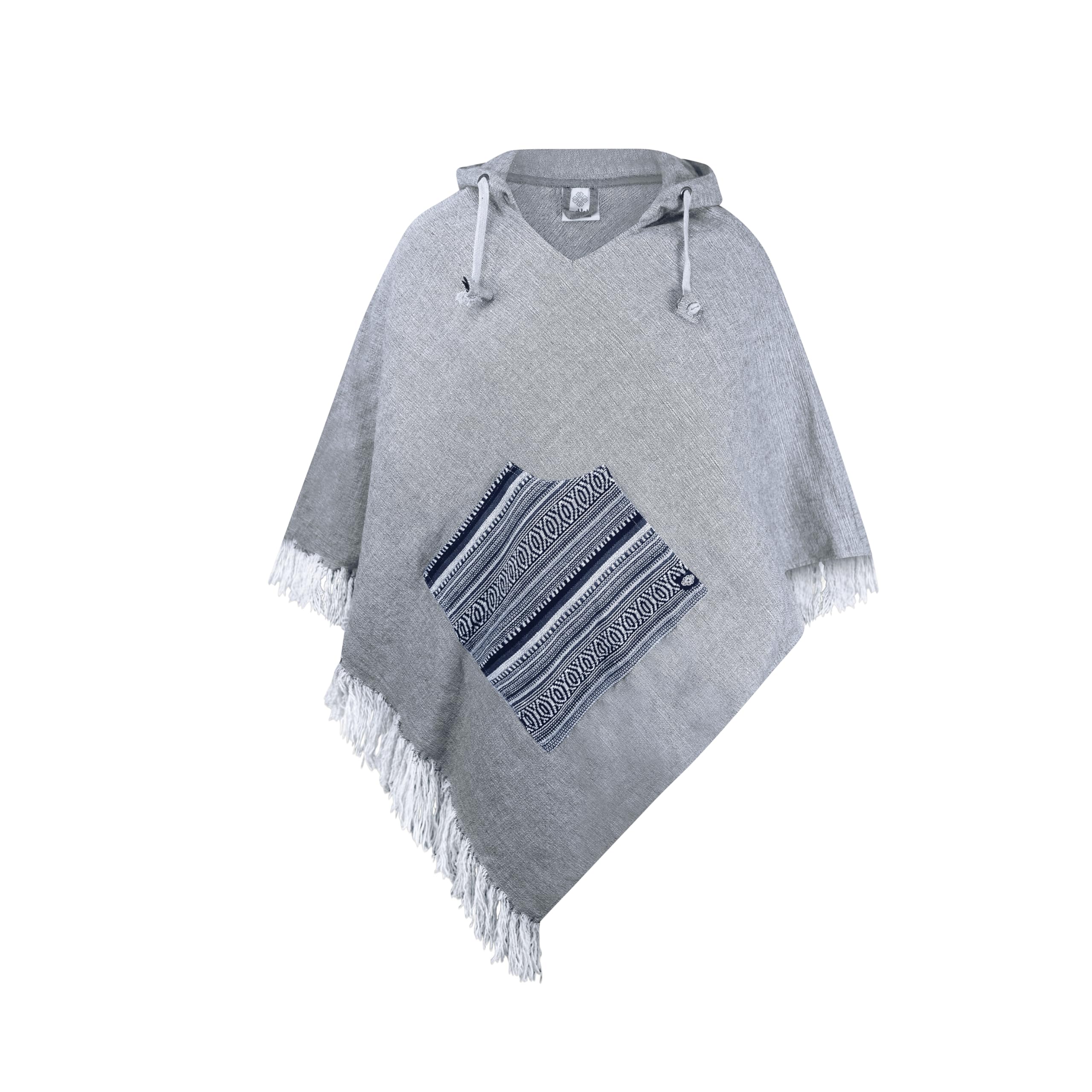Virblatt - Poncho Uomo Invernale | 100% Cotone | Coperta Pile Tabarro Con Cappuccio | Messicano Oversize - Padre Grigio Semplice L-XL