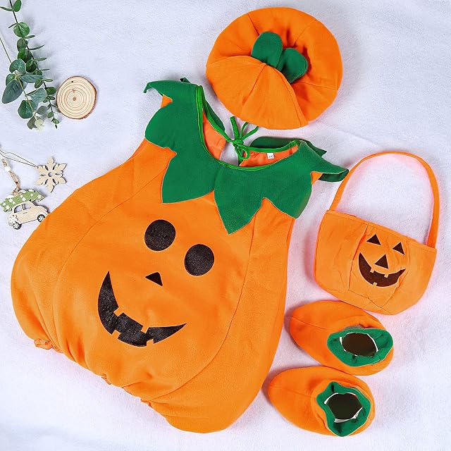 Foto 6 de 7 de yumcute Disfraz de calabaza infantil para Halloween, disfraz de calabaza para niños, disfraz de carnaval…