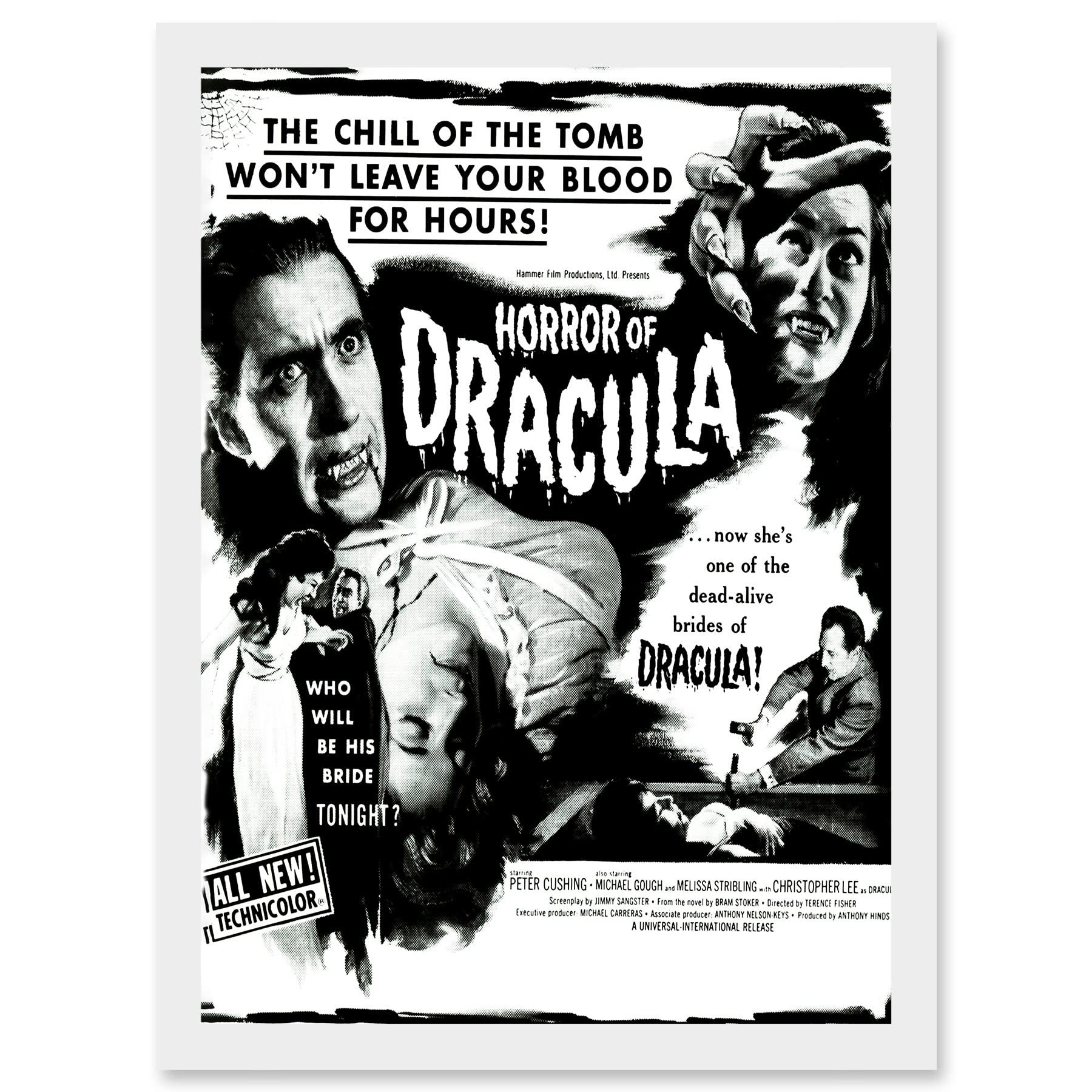 Artery8 Vintage Movie Film Horror Dracula Cushing Vampire USA A4 Artwork Framed Wall Art Print