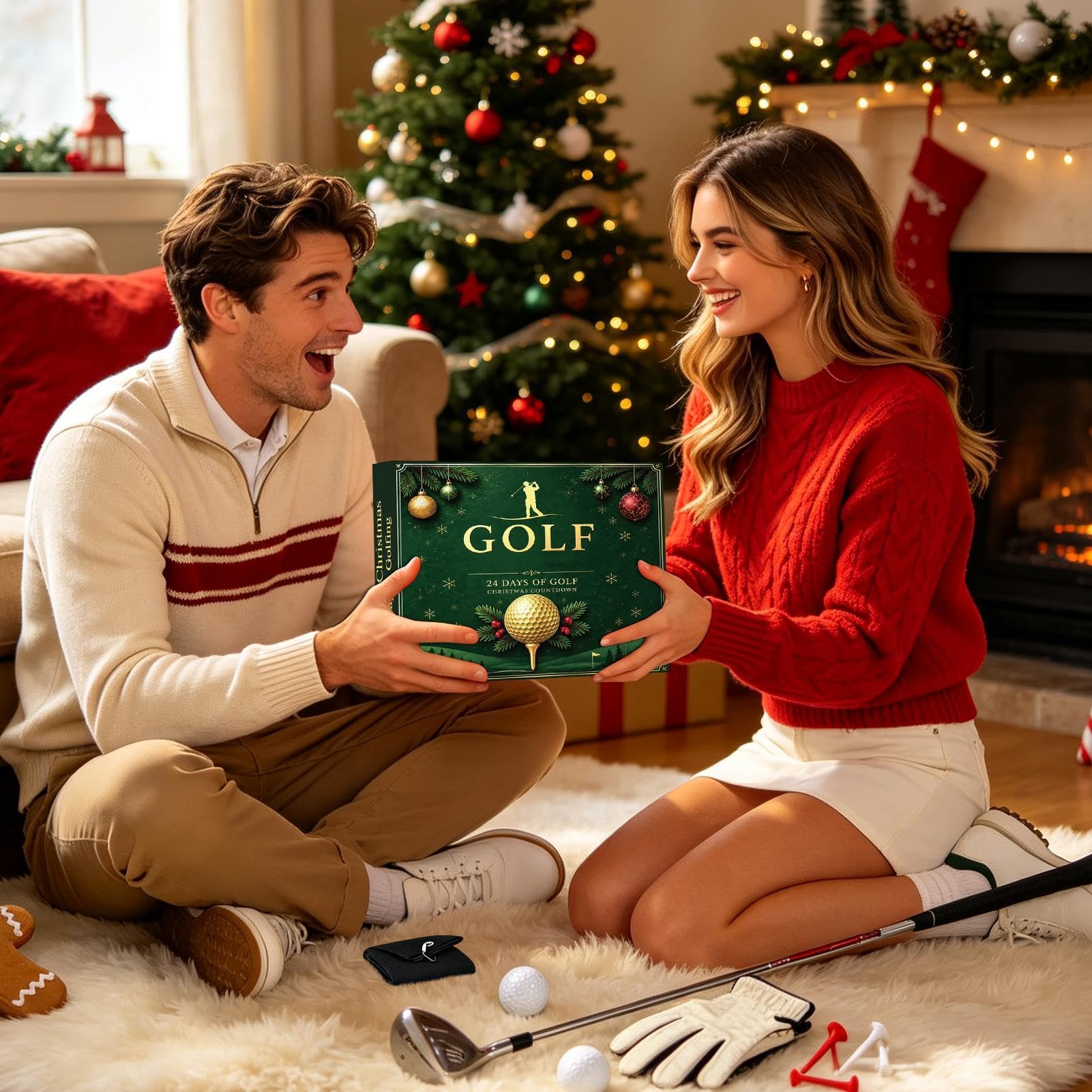 Calendario 'Avvento di Natale con Countdown Palline da Golf Festive, Tee,