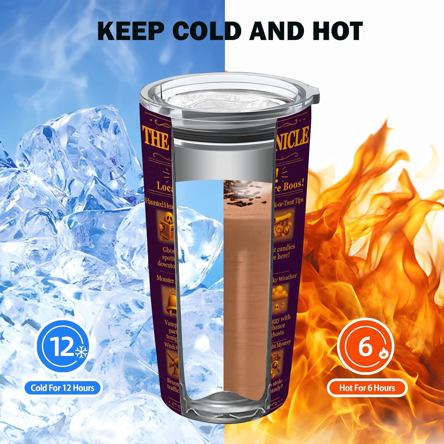 Halloween Tumbler 20 oz, Insulated Stainless Steel Coffee Mug with Lid & Straw, Pumpkin Ghost Festive Travel Cup, BPA-Free Halloween Gifts for Women, Men, Teens, Party, Office - Image 6