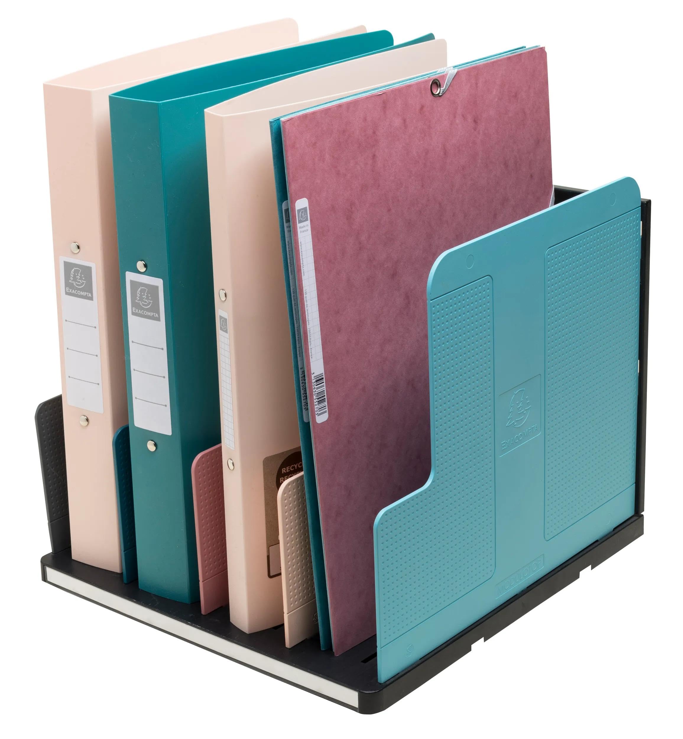 Exacompta - Ref. 390606D - Clasificador vertical MODULOTOP con 5 separadores Skandi - Para clasificación de correo o documentos A4+ - Dimensiones: 30 x ancho 28,8 x alto 25,5 cm - Surtido