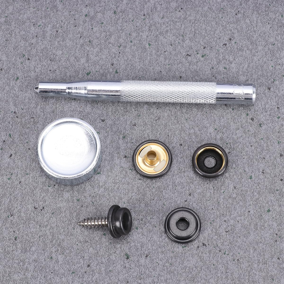 Druckknopf Schwarz Edelstahl Schraubverschluss 15mm Satz mit Werkzeug