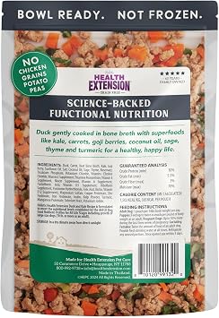 Health Extension Gently Cooked Grain-Free Duck & Kale Dog Food, Human-Grade & Shelf-Stable with Superfoods, Supports Digestion, Immunity, Skin & Coat, 9 oz Pouch (Pack of 10) | Grain-Free, Human-Grade, Shelf-Stable with Superfoods