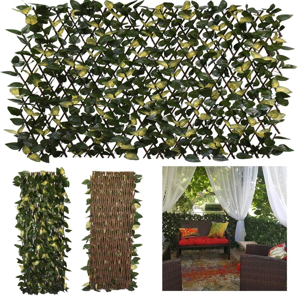 GLANT Expandable Fence Privacy Screen for Balcony Patio Outdoor,Decorative Faux Ivy