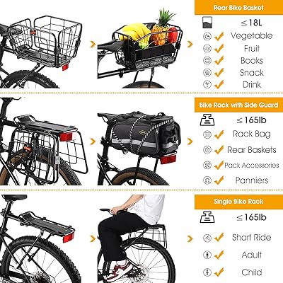 Porte-vélos Arrière Avec Panier Pliable En Aluminium Réglable - Noir - Neuf