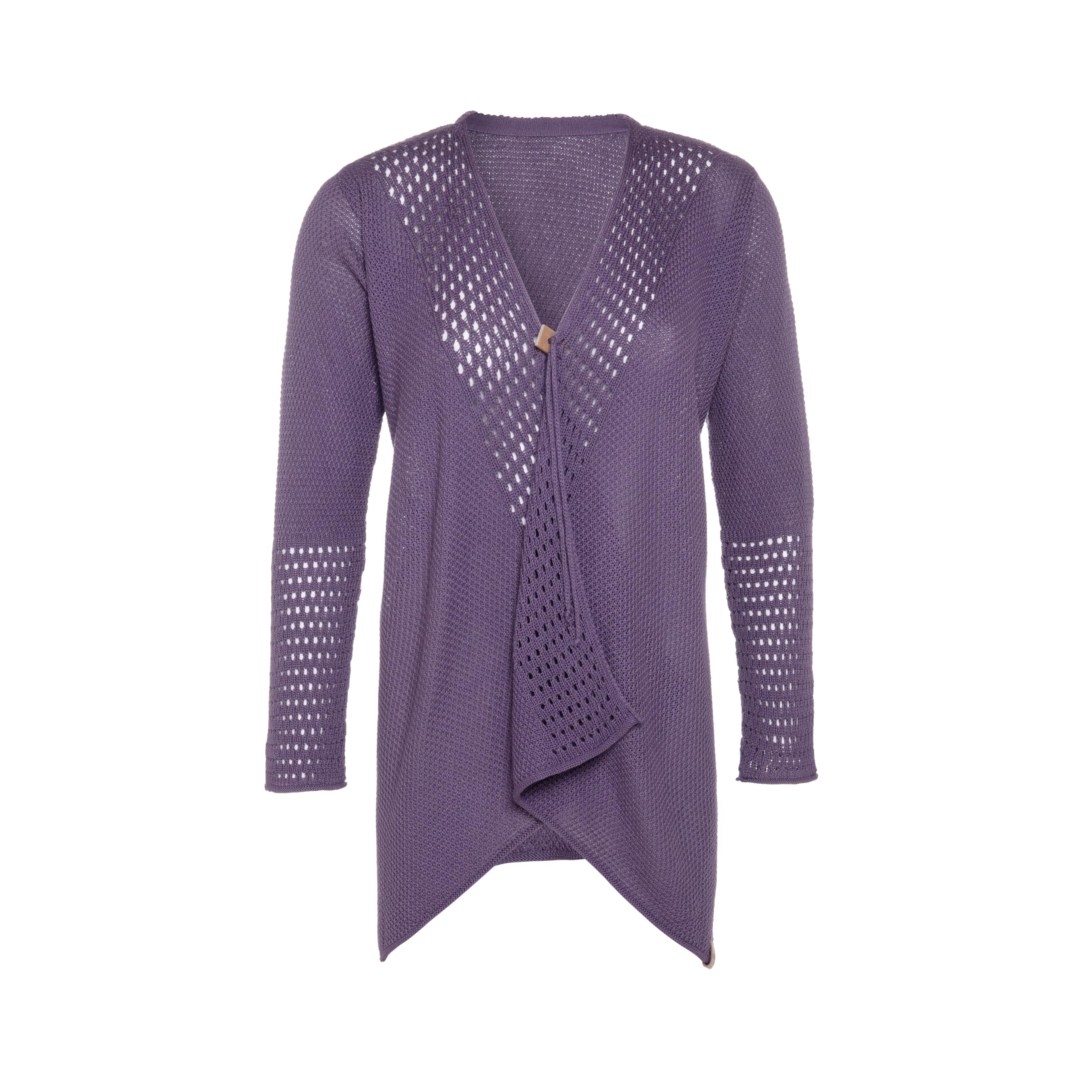 KNIT FACTORY - April Strickjacke - Mittellange Damen Strickjacke - Sommer Cardigan aus Baumwollmix - Hochwertige Qualität - Violett - 36/38