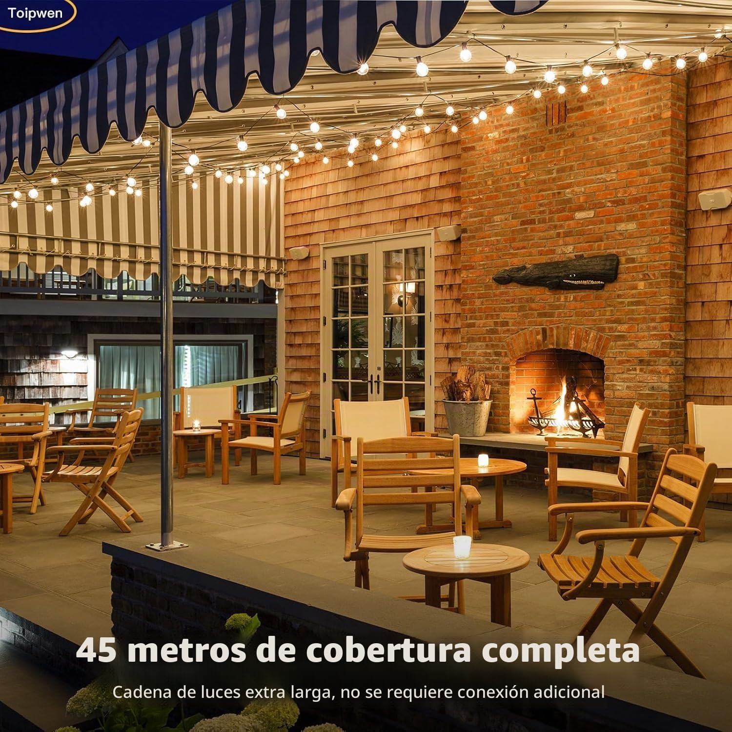Guirnalda Luces Exterior Regulables Jardin 45.7M | con Control Remoto, 75+2 LED Bombillas, IP45 Impermeable, Baja Tensión 24V, Blanco Cálido para Patio, Balcón, Camping