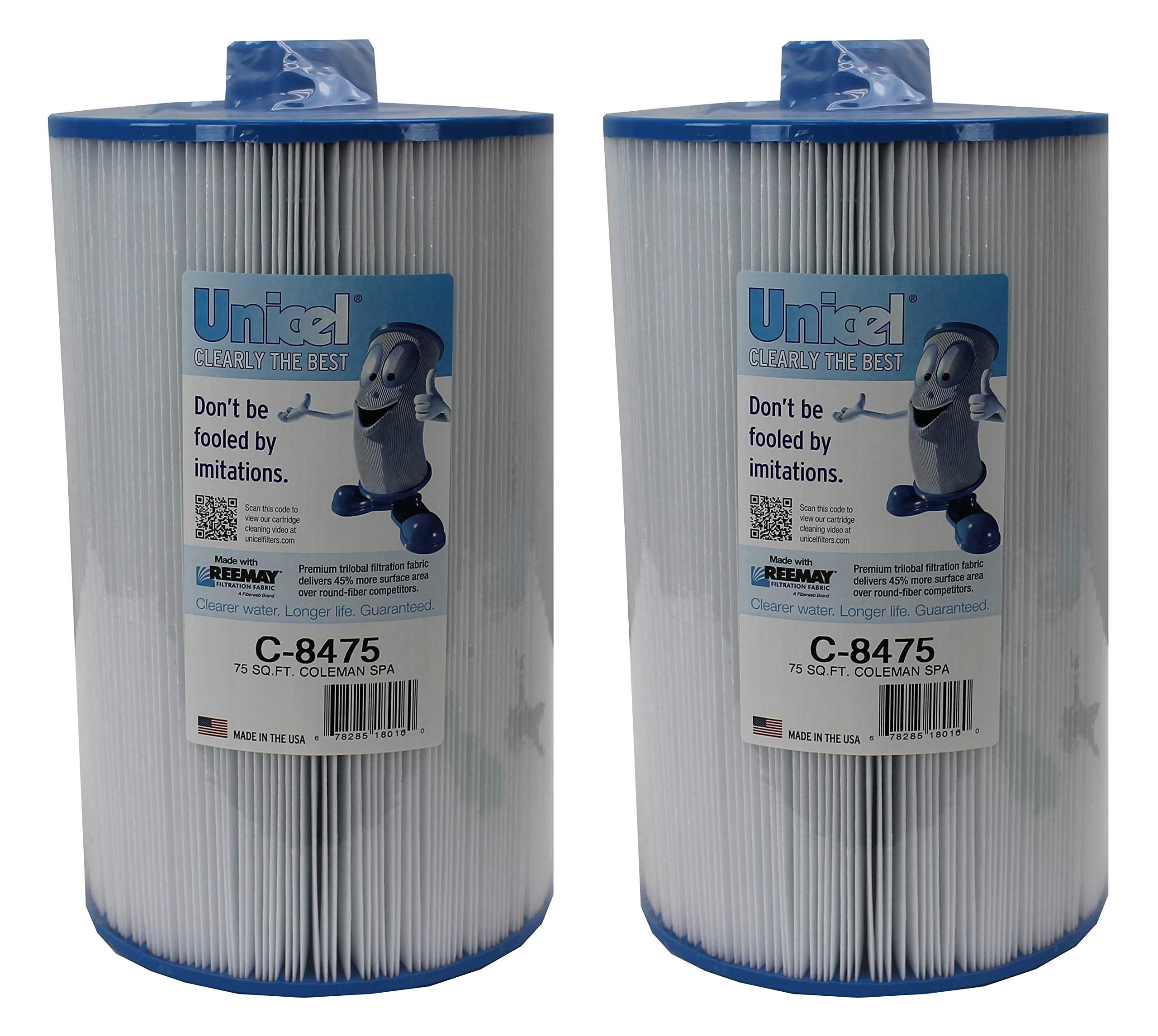 Unicel C-8475 75 Square Foot Media Replacement Hot Tub Spa Filter Cartridge with 197 Pleats, Compatible with Coleman Spas and Maax Spas of AZ (2 Pack)
