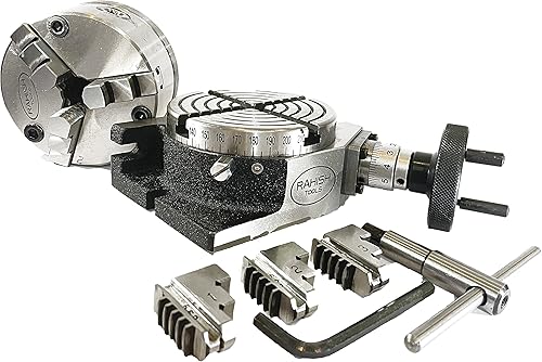 Miniatura 2 de Mesa giratoria para fresadoras 4 pulgadas (3.937 in) 4 ranuras horizontales y verticales con mandril de centrado automático de 3.937 in con placa
