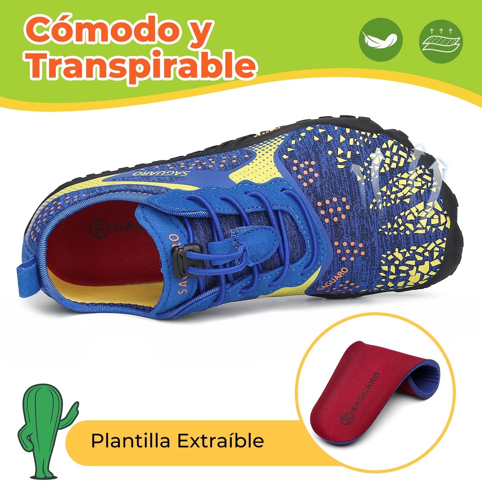 SAGUARO Barefoot Zapatillas Minimalista Comodas Zapatillas de Trail Running per Niños Niñas, Gr.24-36 — view 3