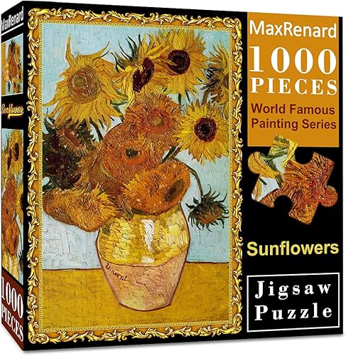 MaxRenard Rompecabezas de 1000 piezas en adelante para adultos, colección de bellas artes, juguete, girasoles de Van Gogh