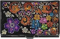 Vista 8 de Tarjetero negro de nácar para tarjetas de visita con bolsillo con bloqueo RFID, tarjeta de identificación de crédito, tarjetero de metal de acero