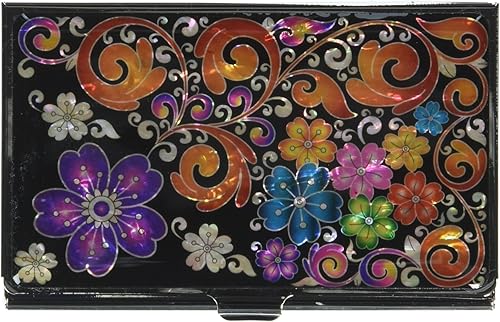 Miniatura 42 de Tarjetero negro de nácar para tarjetas de visita con bolsillo con bloqueo RFID, tarjeta de identificación de crédito, tarjetero de metal de acero