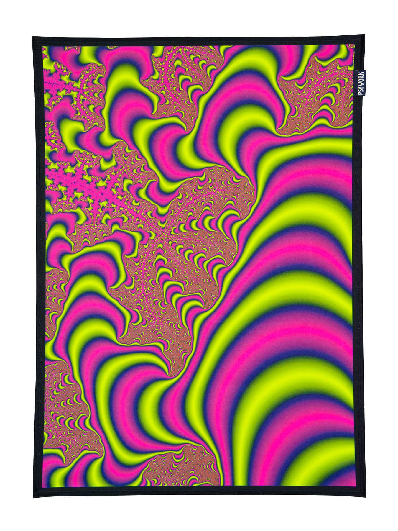 PSYWORK Black Light Fabric Poster Neon Fractal Dimension II 0.5 x 0.7 m UV-Active Fluorescent Wall Hanging Fabric Banner Poster Wall Art Print Decorative Picture Decoration Tapestry