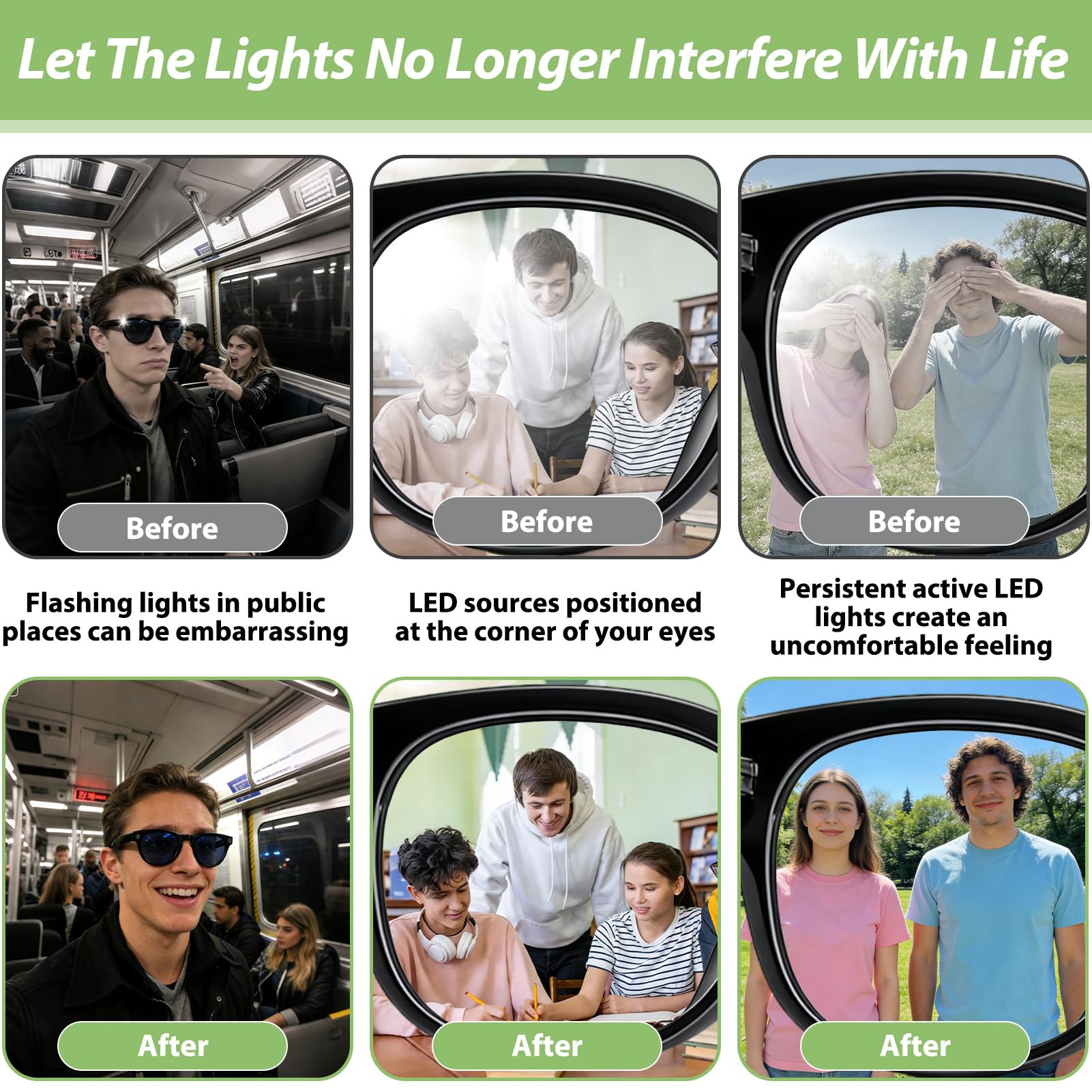 20 piezas de adhesivo autoadhesivo para bloquear la luz LED, cubierta de tapa de lente para Ray-Ban Meta Wayfarer Skyler, Oakley Meta HSTN Headliner, gafas inteligentes, protector de luz LED