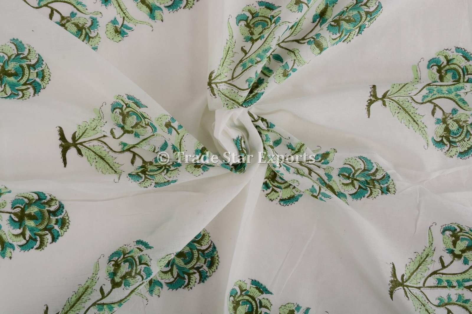 Trade Star 3 Yard 100% Cotton Fabric for Sewing Crafting Dressmaking Hand Block Printed Fabric Running Natural Dye Sanganeri Indian Floral Print Fabric By the Yard of Width 44 Inches