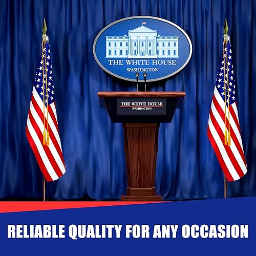 Miniatura 6 de Super Tough Kit de asta de bandera para interiores, sin bandera (lanza de metal, poste de roble de 8 pies)