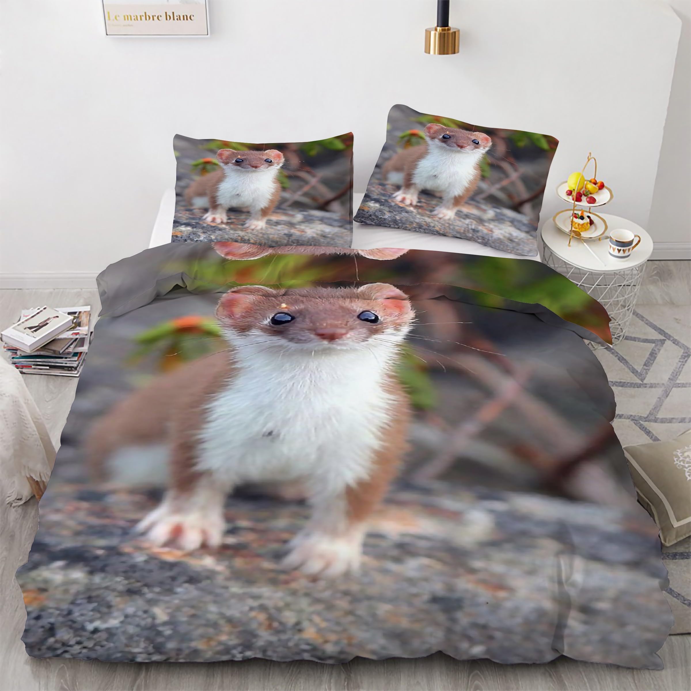 Housse de Couette 240x260 Animaux Mignons avec 2 Taies d'Oreiller Lit 2 Personnes