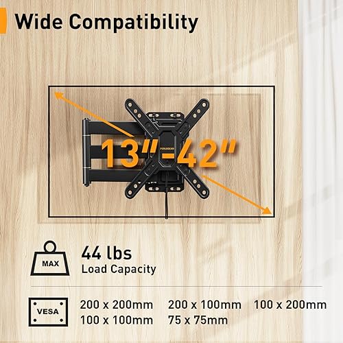 Miniatura 2 de Perlegear Soporte de TV RV con cerradura para televisores de 13 a 42 pulgadas de hasta 44 libras, soporte de pared para TV RV de movimiento completo