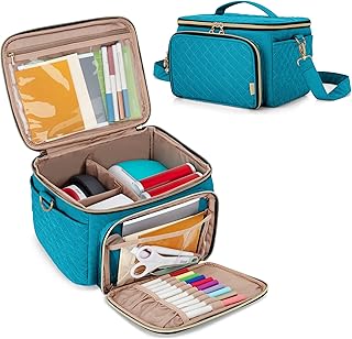 LUXJA Carrying Case Compatible with Cricut Joy and Easy Press Mini, Carrying Bag with Supplies Storage Sections, Teal