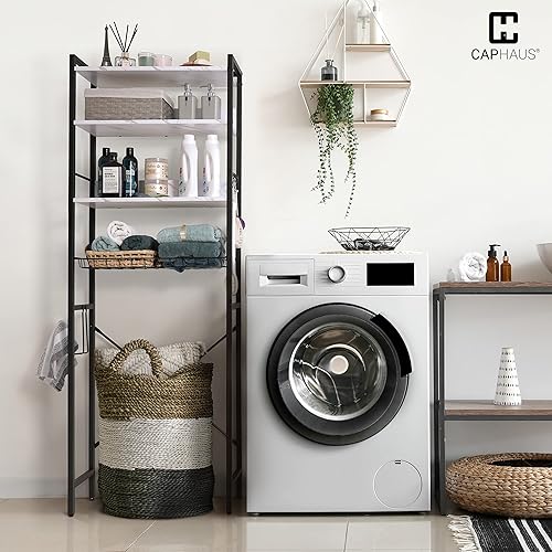 Miniatura 4 de CAPHAUS Almacenamiento sobre el inodoro, organizador de baño de 4 niveles, estante de inodoro independiente, estante de inodoro multifuncional que