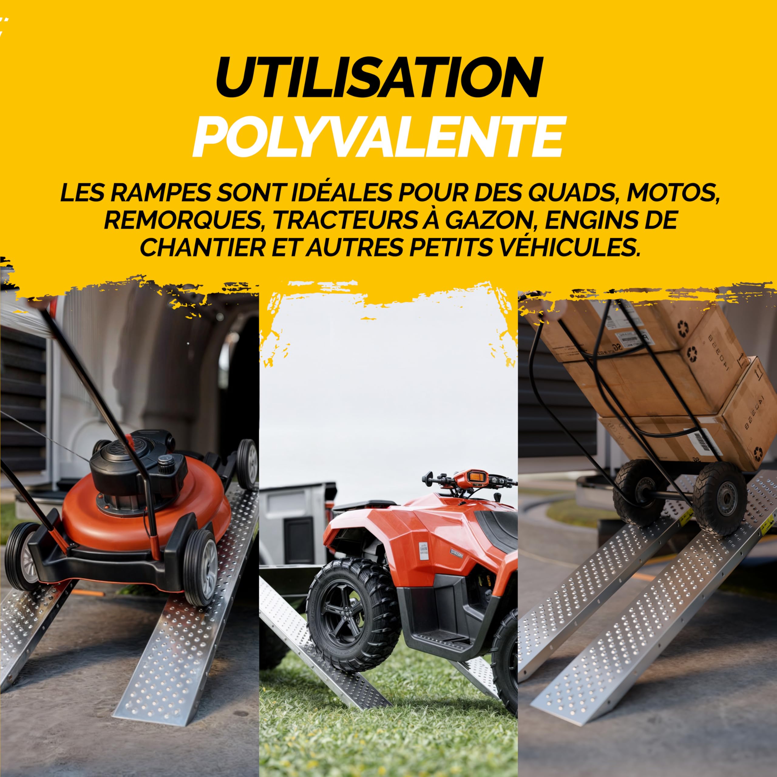 MONZANA® Lot de 2 rampes de Chargement en Acier galvanisé 160 cm Charge Max. 200 kg par Rampe Surface antidérapante