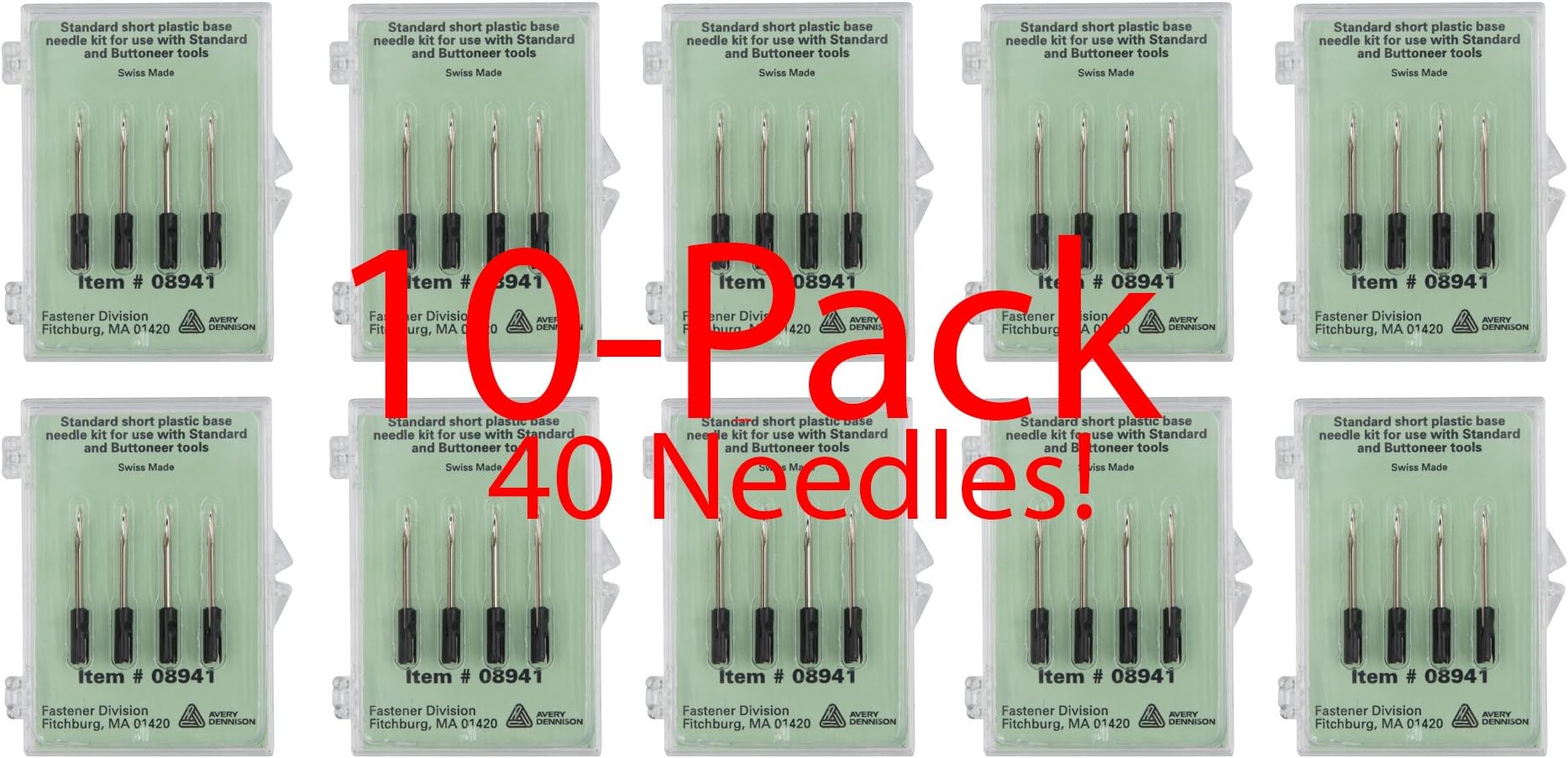 Avery Dennison Standard Tagging Gun Replacement Needles,10-Pack - Each Pack Contains 4 Needless for a Total of 40- Avery Dennison # 08941 Needles