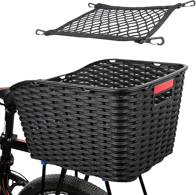 Unisex 27L Rear Bicycle Basket - Weatherproof Wicker Design
