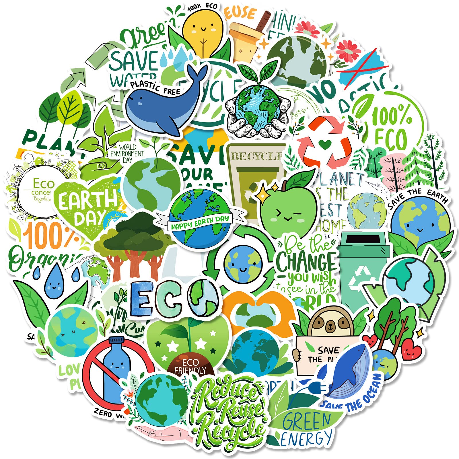 Protect The Earth Stickers for Laptop (200 PCS),Gift for Children Teens Adults Girl Boys,Waterproof Stickers for Water Bottle,Environmental Vinyl Stickers for Scrapbook,Skateboard,Bike,Phone,Dairy - Image 2