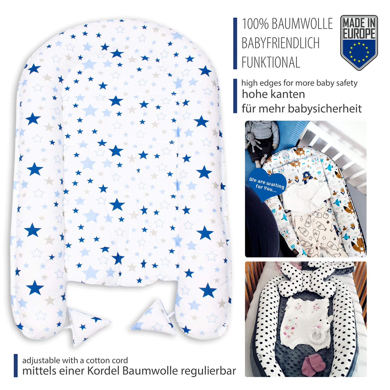 Nido Per Neonati 50x90 Cm - Cotone Biologico, Bozzolo Sicuro E Morbido - Foto 5