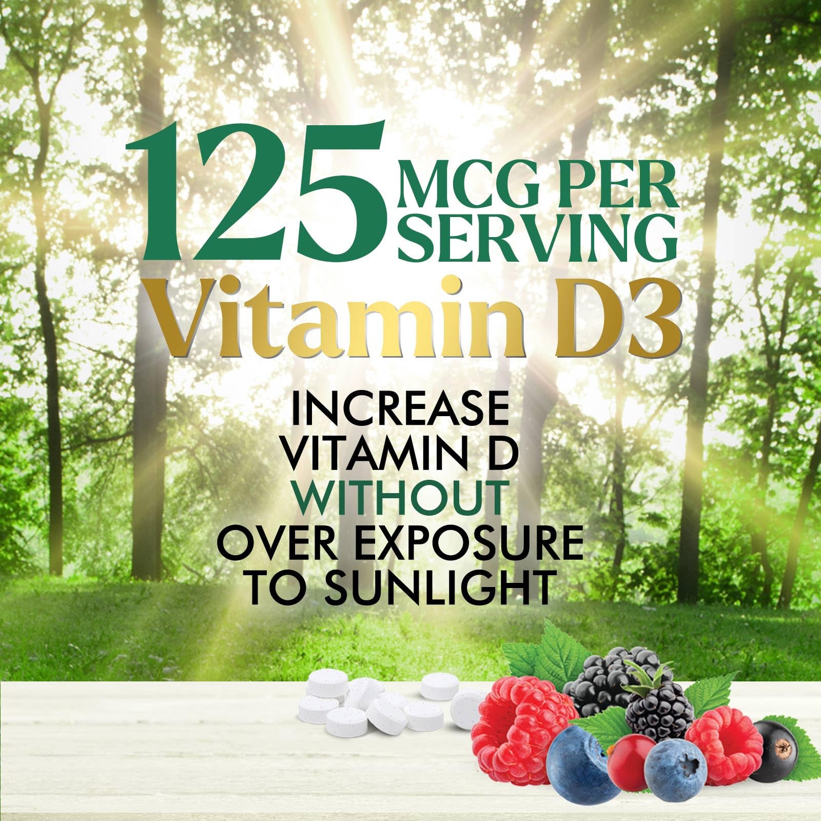 Vitamin D3 5000 IU - Extra Strength Vitamin D Chewable for Immune Health Support - Bone, Teeth and Muscle Support Supplement - Sugar Free - Tasty Raspberry Flavor - Bottled in the USA - 120 Tablets — Amazon image 6