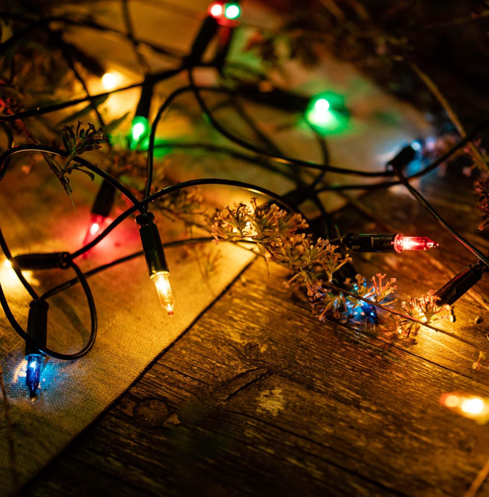 hellum Mini LED-Lichterkette innen 100 LED, bunt, Kabel grün, Fenster