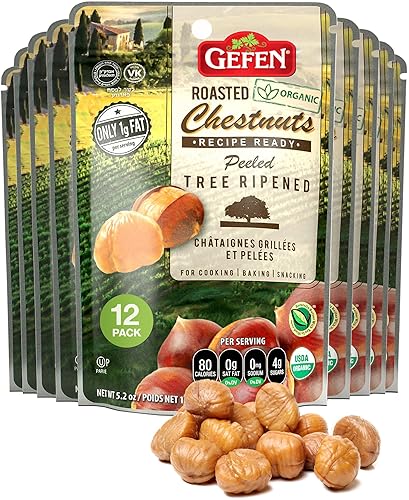 Gefen Castañas orgánicas, tostadas y peladas, 5.2 onzas (paquete de 12)